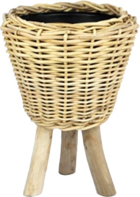Van der Leeden plantenmand op poten naturel D 27 H 42 cm