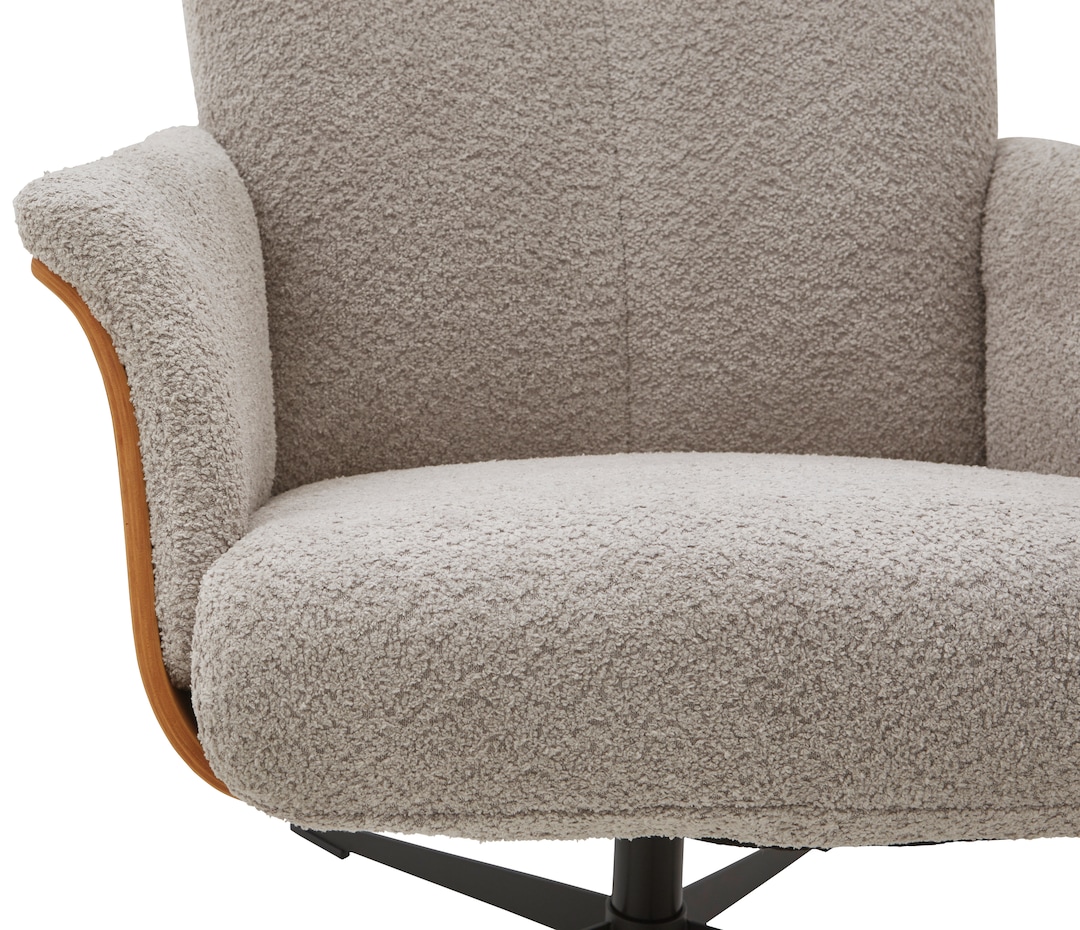 LIV'IN Sessel mit Hocker MALMÖ light grey/ Eiche