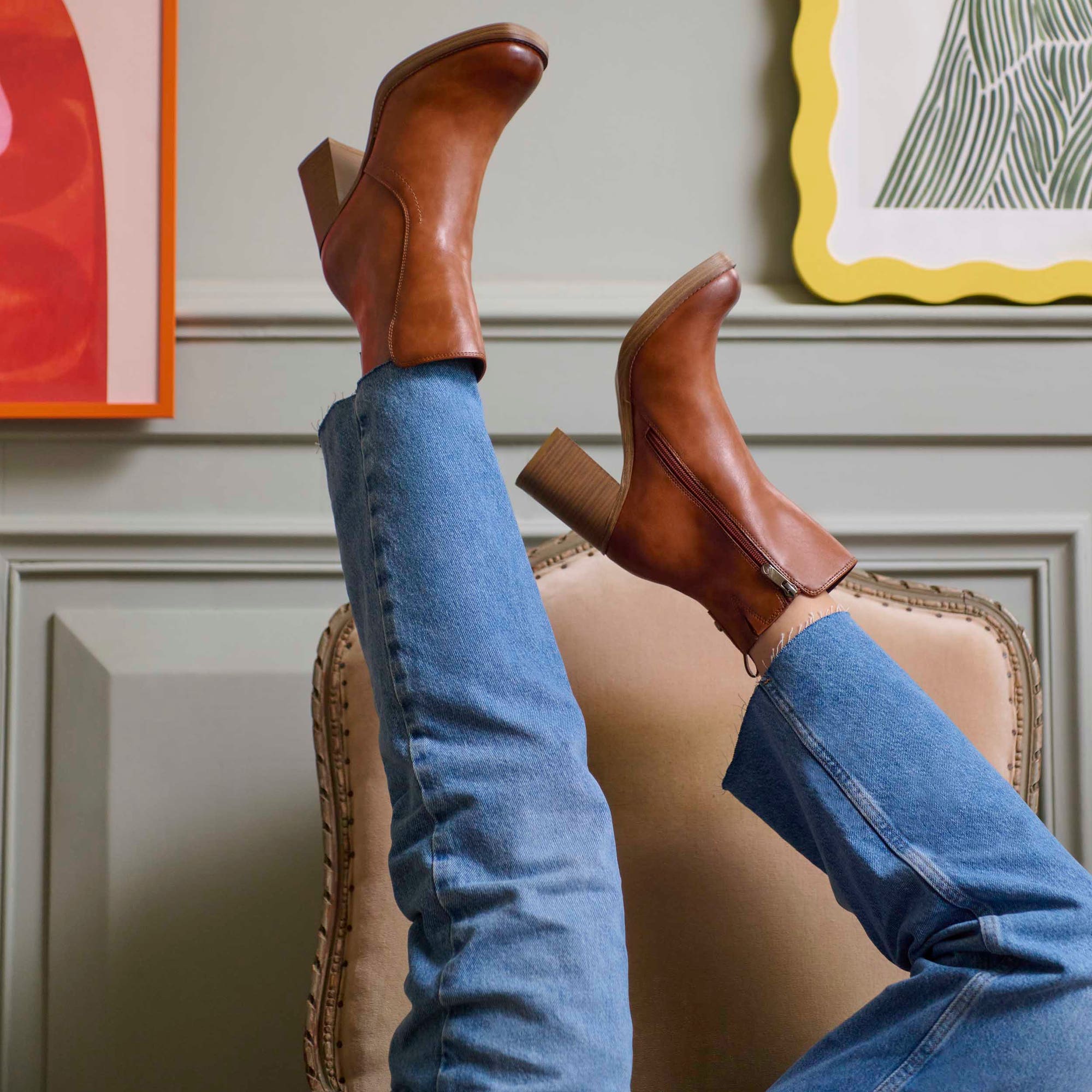 Bottines à talon Femme cognac