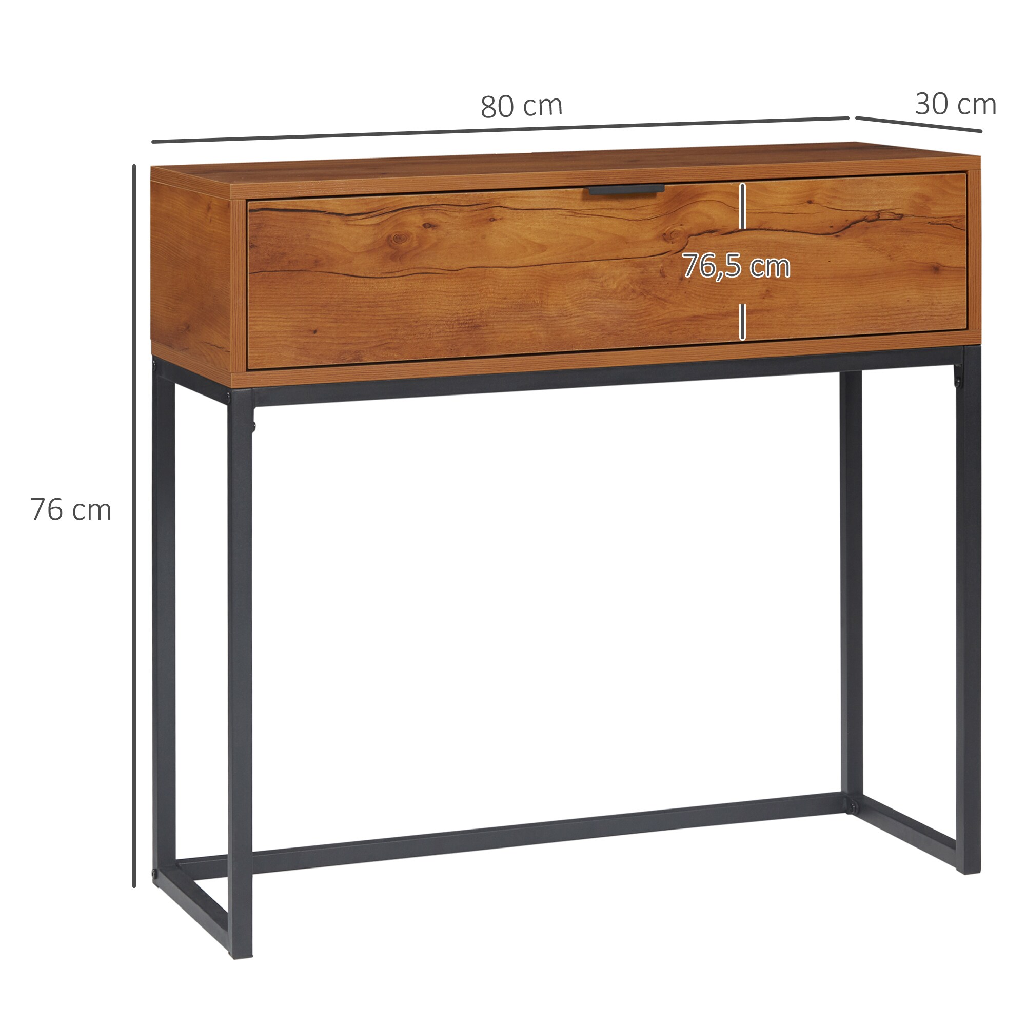 HOMCOM Konsolentisch mit rutschfesten Füßen natur 80L x 30B x 76H cm