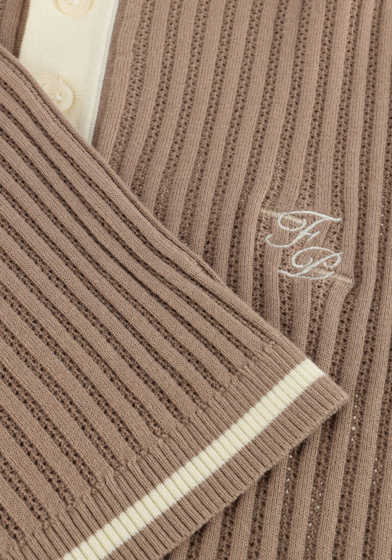 taupe filling pieces polo fine knit polo