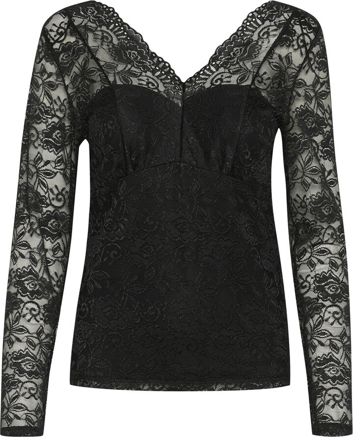 Cream CRGlaze Blouse w. Lining Pitch black