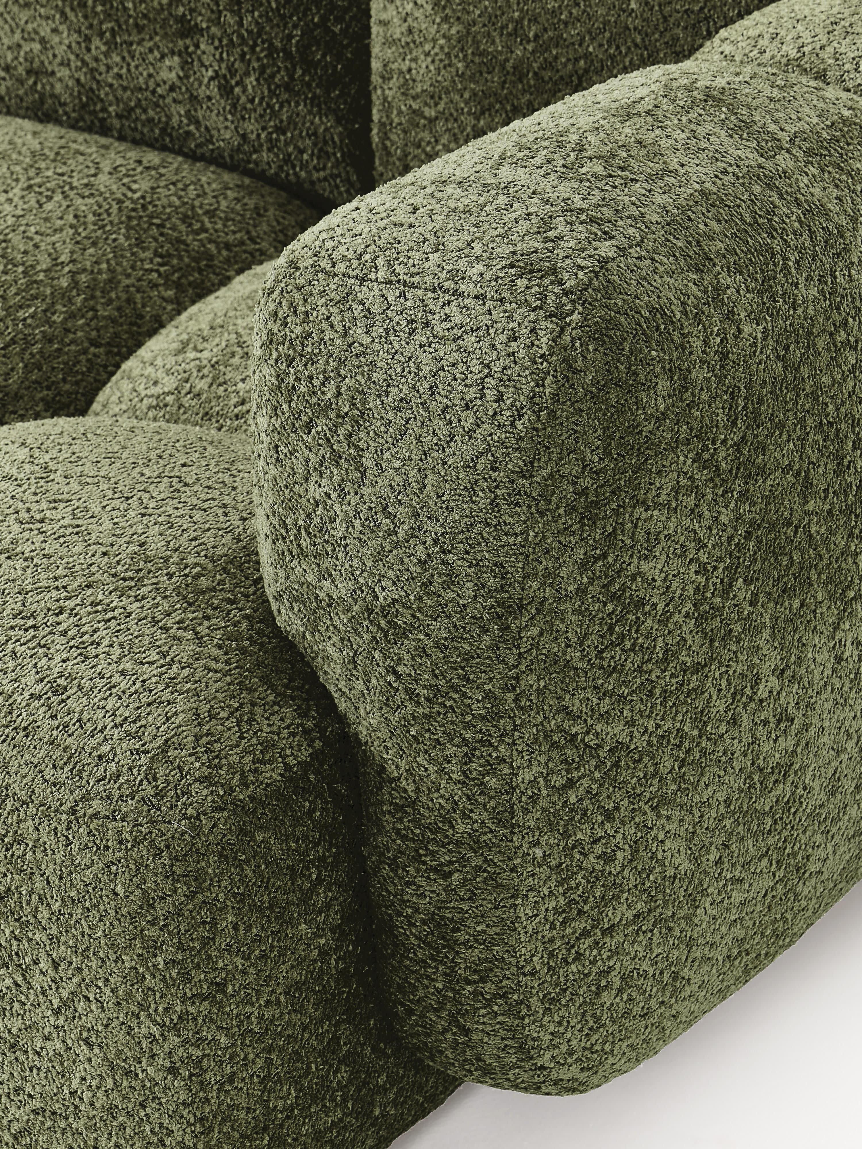 Modulaire bank Tayla (4-zits) van teddy bouclé met poef (links/rechts)