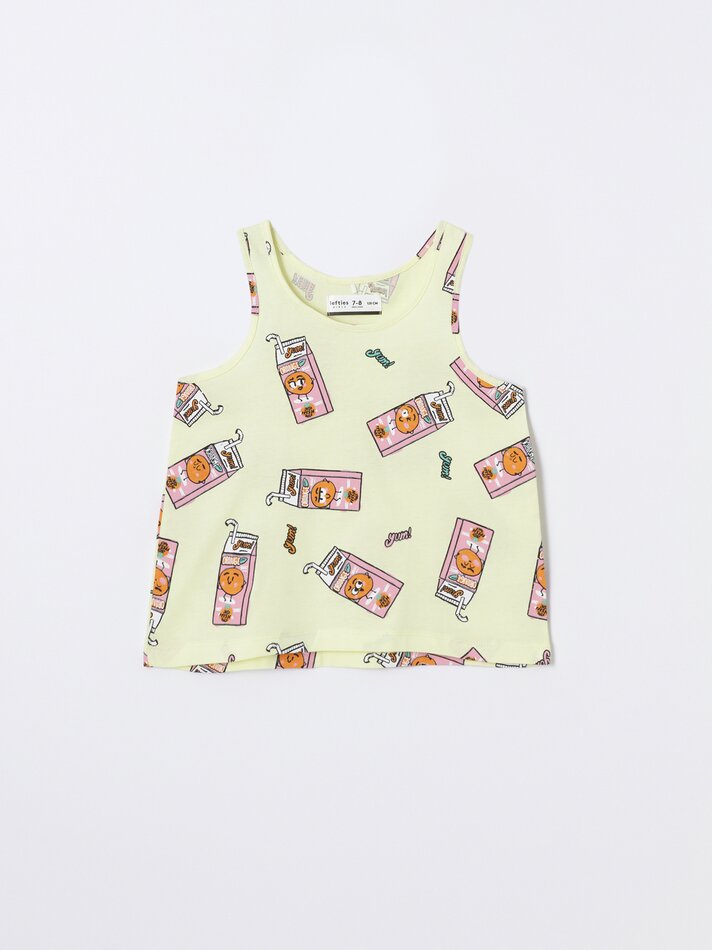 Conjunto com 2 pijamas de alcinha estampados - Amarelo Claro