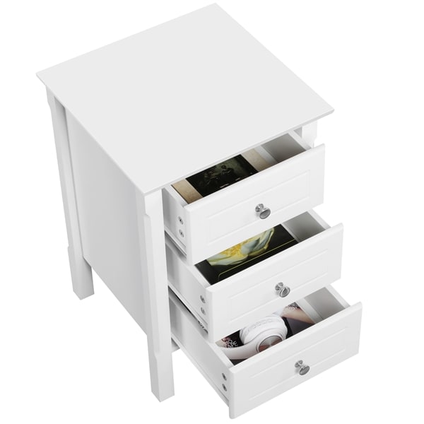 Yaheetech 2 Stück Nachtschrank Nachtkommode Boxspringbett Nachttisch Konsole Schrank, mit Schubladen, Weiß