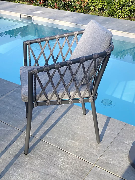 Fauteuil de jardin DCB Garden Pilat en aluminium - Coloris gris anthracite - Hauteur 76 cm