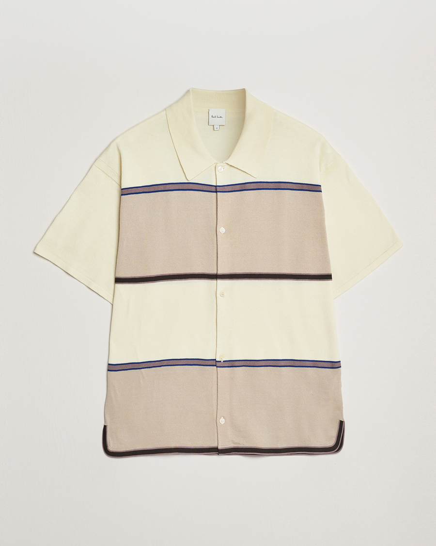 Paul Smith Cotton Striped Knitted Short Sleeve Shirt White