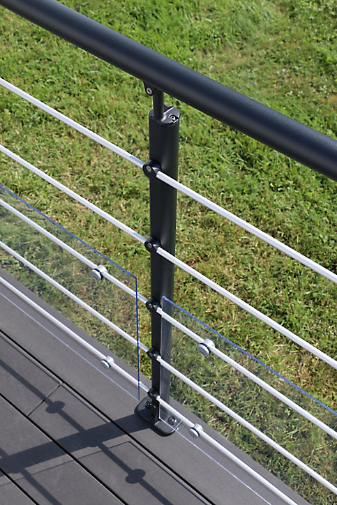 Poteau à plat pour garde-corps Opalu 7021 aluminium Kordo