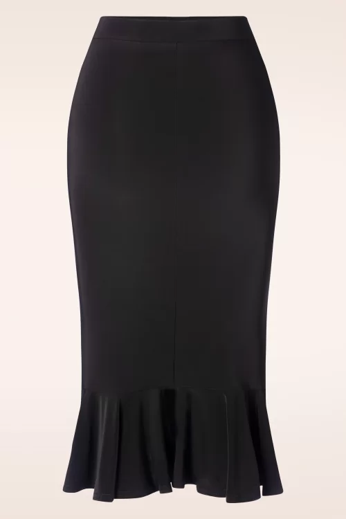 Vintage Chic for Topvintage Gianna Ruffle pencil rok in zwart