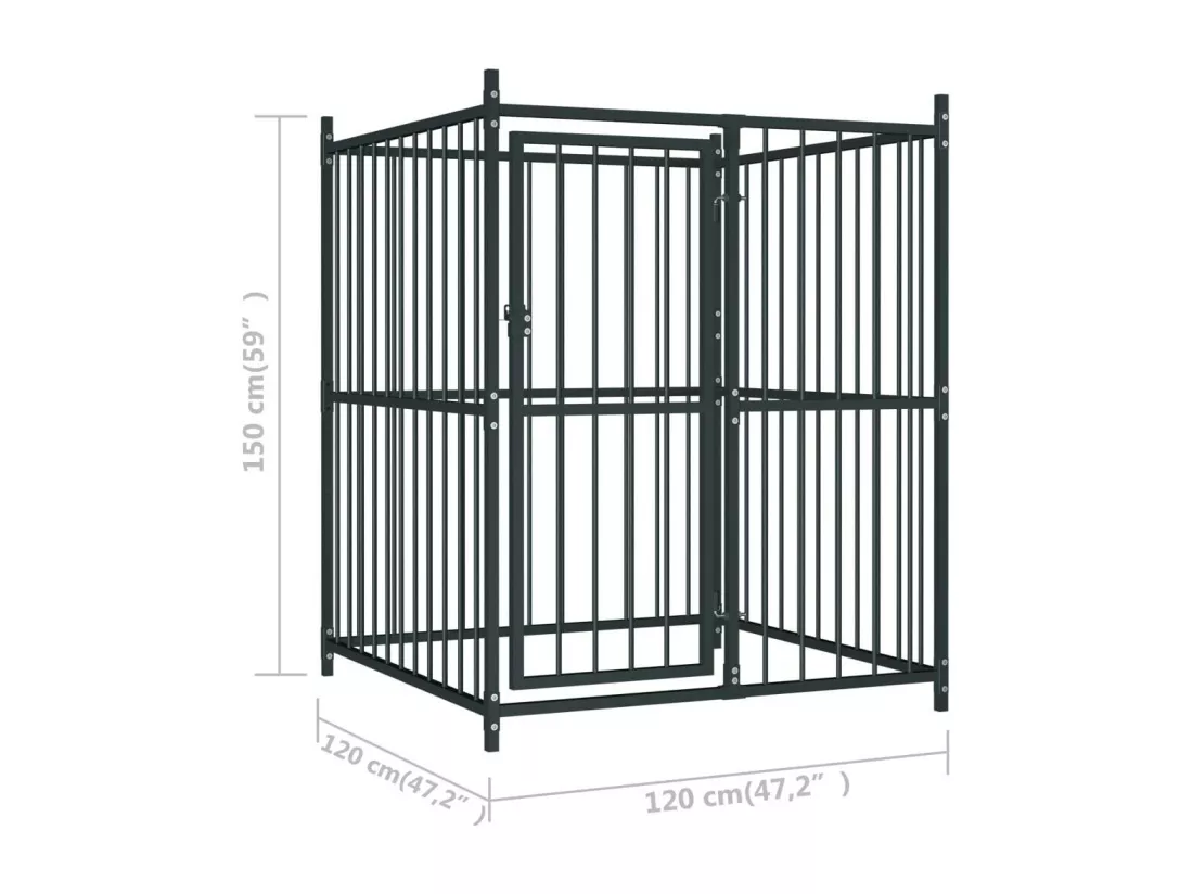 Chenil extérieur cage enclos 120 x 120 x 150 cm 02_0000451