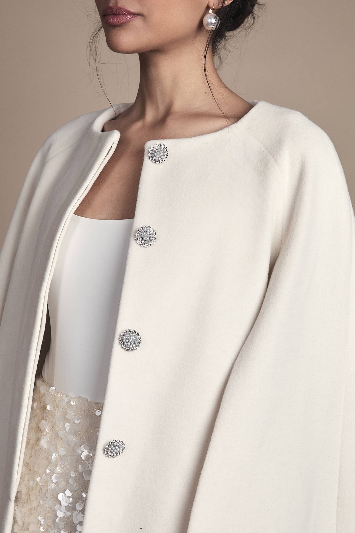 Coast Manteau Cape Court Blanc Ceinturé pour Occasions Spéciales
