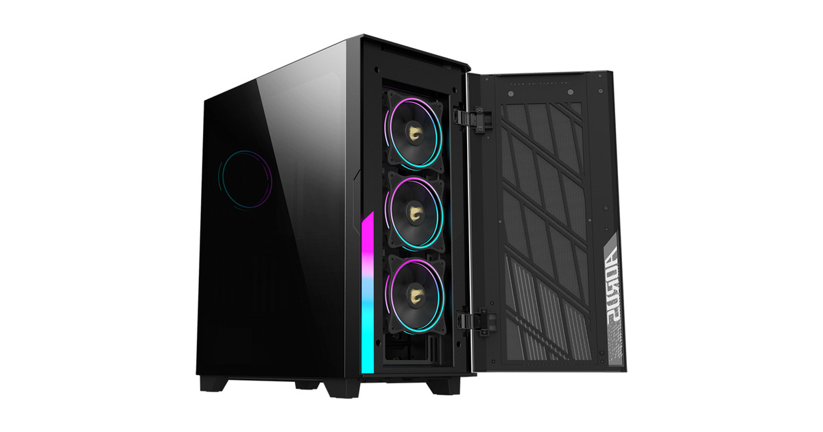 GIGABYTEAORUS C500 Glass midi tower behuizing  (Zwart | 2x USB-A | 1x USB-C | RGB | Tempered Glass)