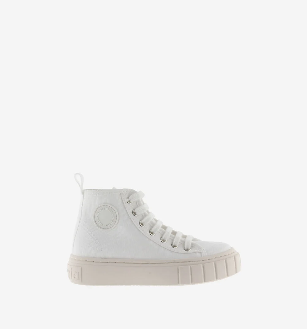 ABRIL BOTTINE TOILE Baskets montantes en toile avec patch pour femme BLANCO