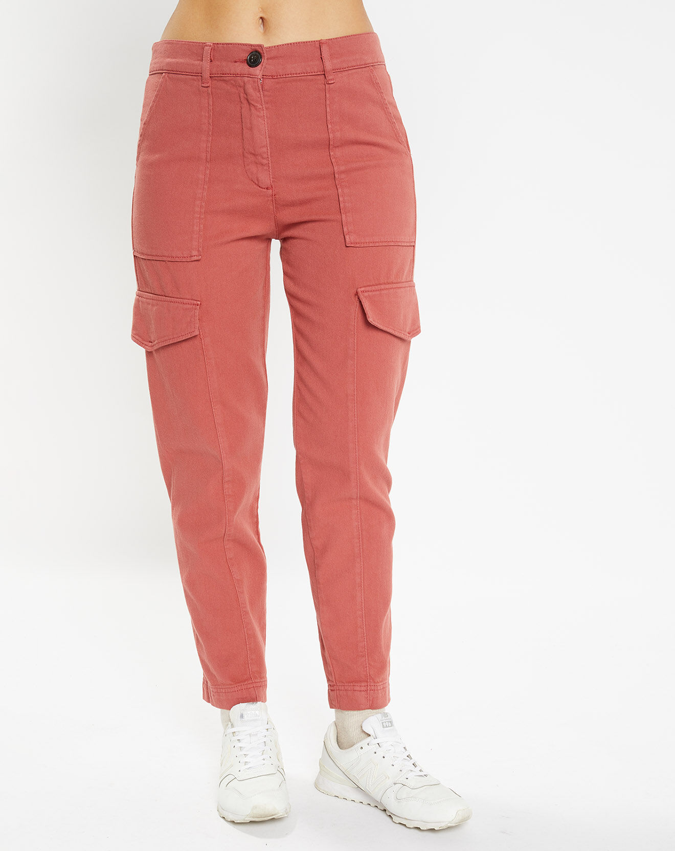Galeries Lafayette Pantalon cargo en Twill de Coton recyclé Robin rouge foncé