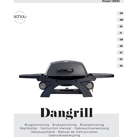 DANGRILL Asle bærbar gasgrill med to brændere