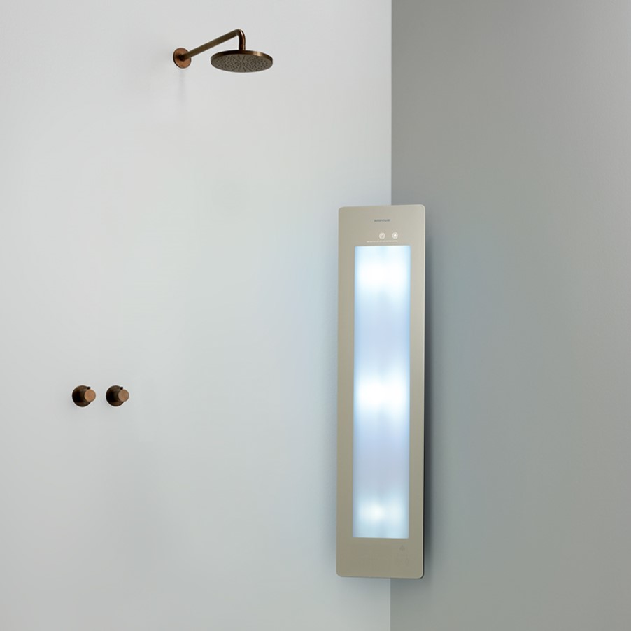 Sunshower Round Plus Medium Sand White infraroodlamp en UV 33x140x10cm hoekopbouw