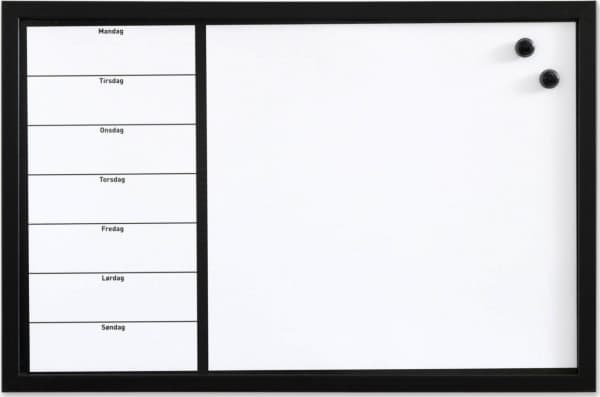 Magnetisk NAGA ugetavle whiteboard 60x40 cm hvid - dansk tekst