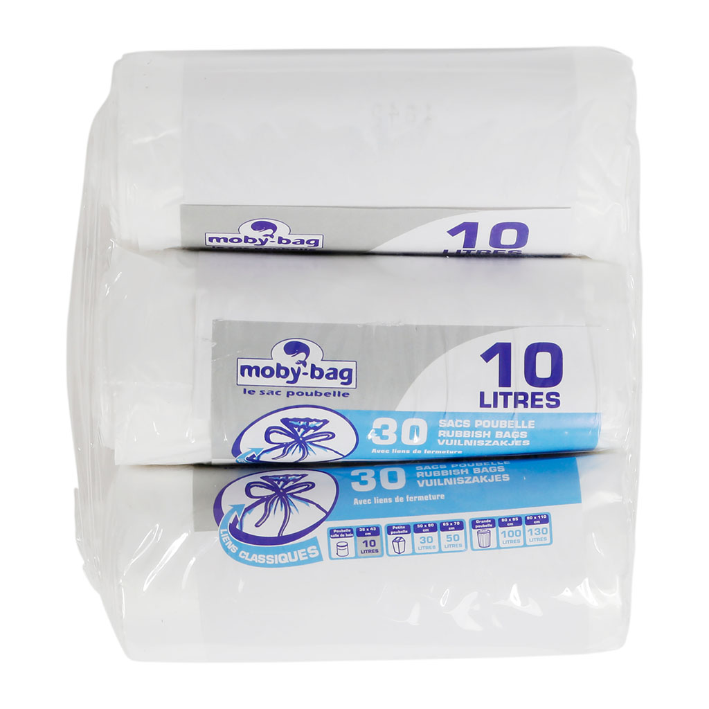 Lot de 90 sacs poubelle blanc 10L