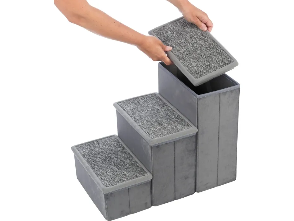Trixie Harvey cave with steps, 119 × 47 × 50 cm, grey/white-black