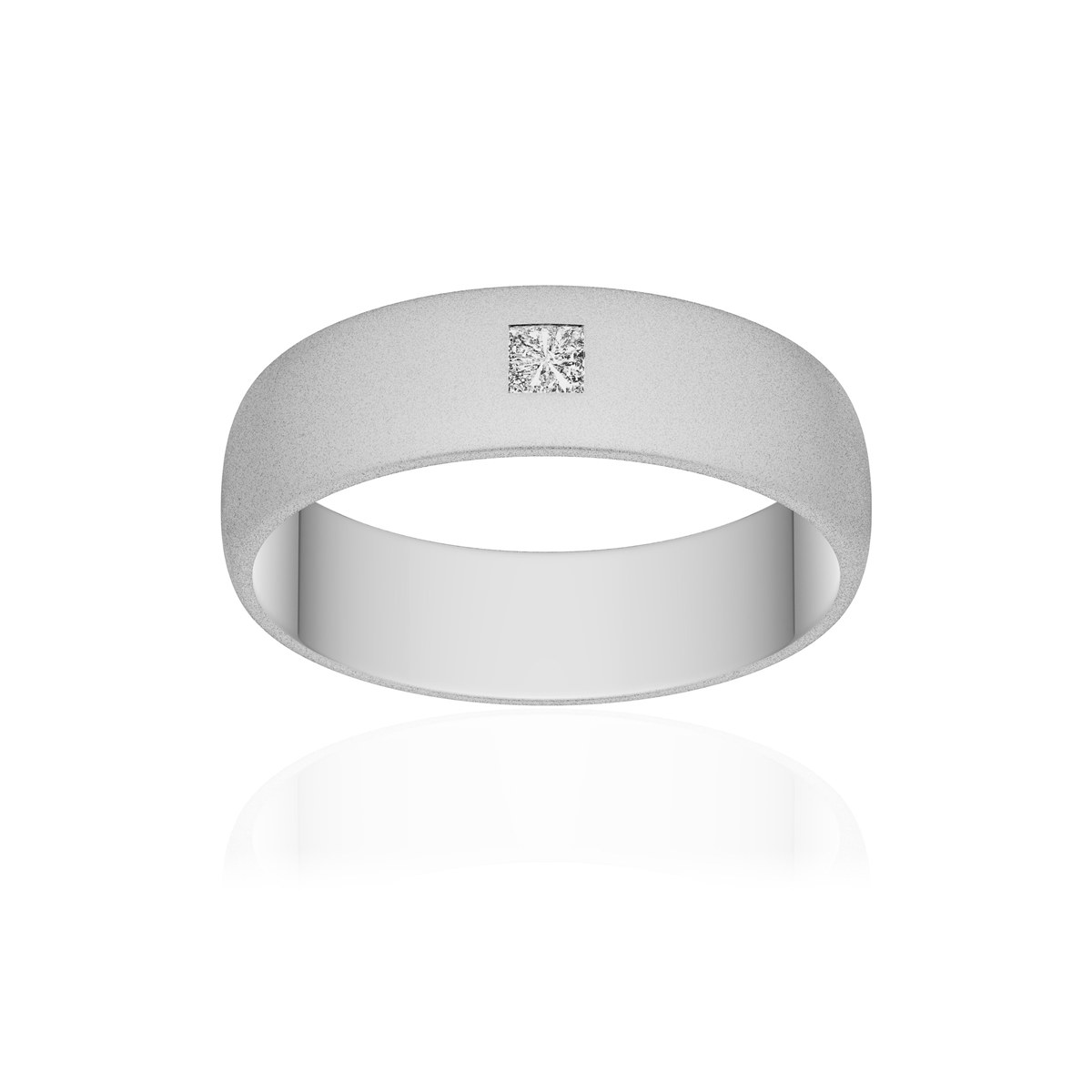 Alliance palladium 950 sablé demi-jonc 5,5 mm diamant princesse