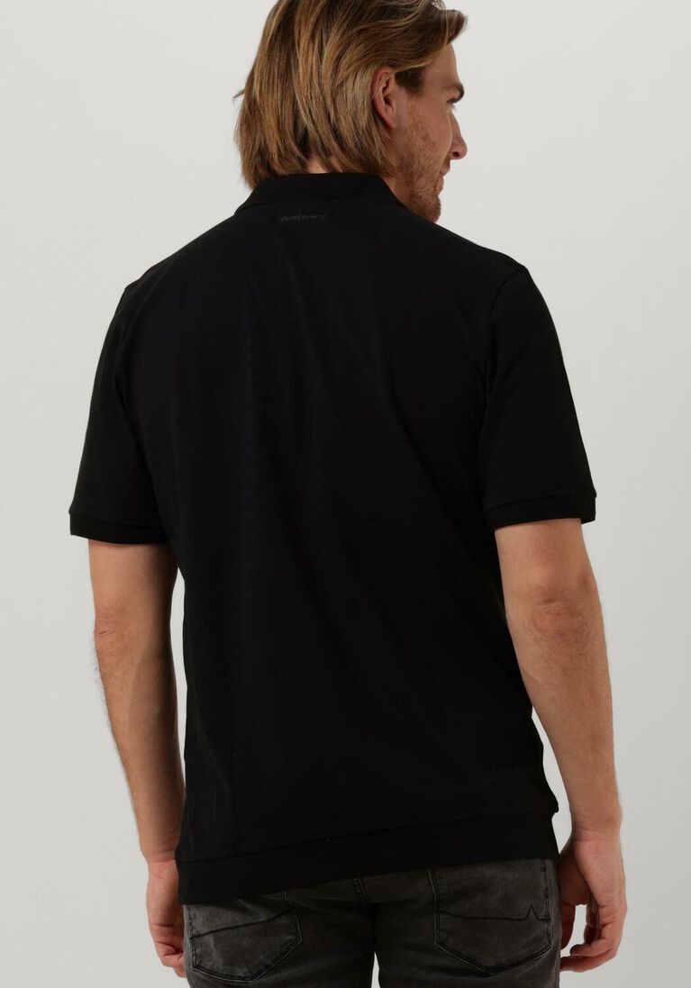 PUREWHITE zwarte purewhite polo polo with zipper and small logo at chest