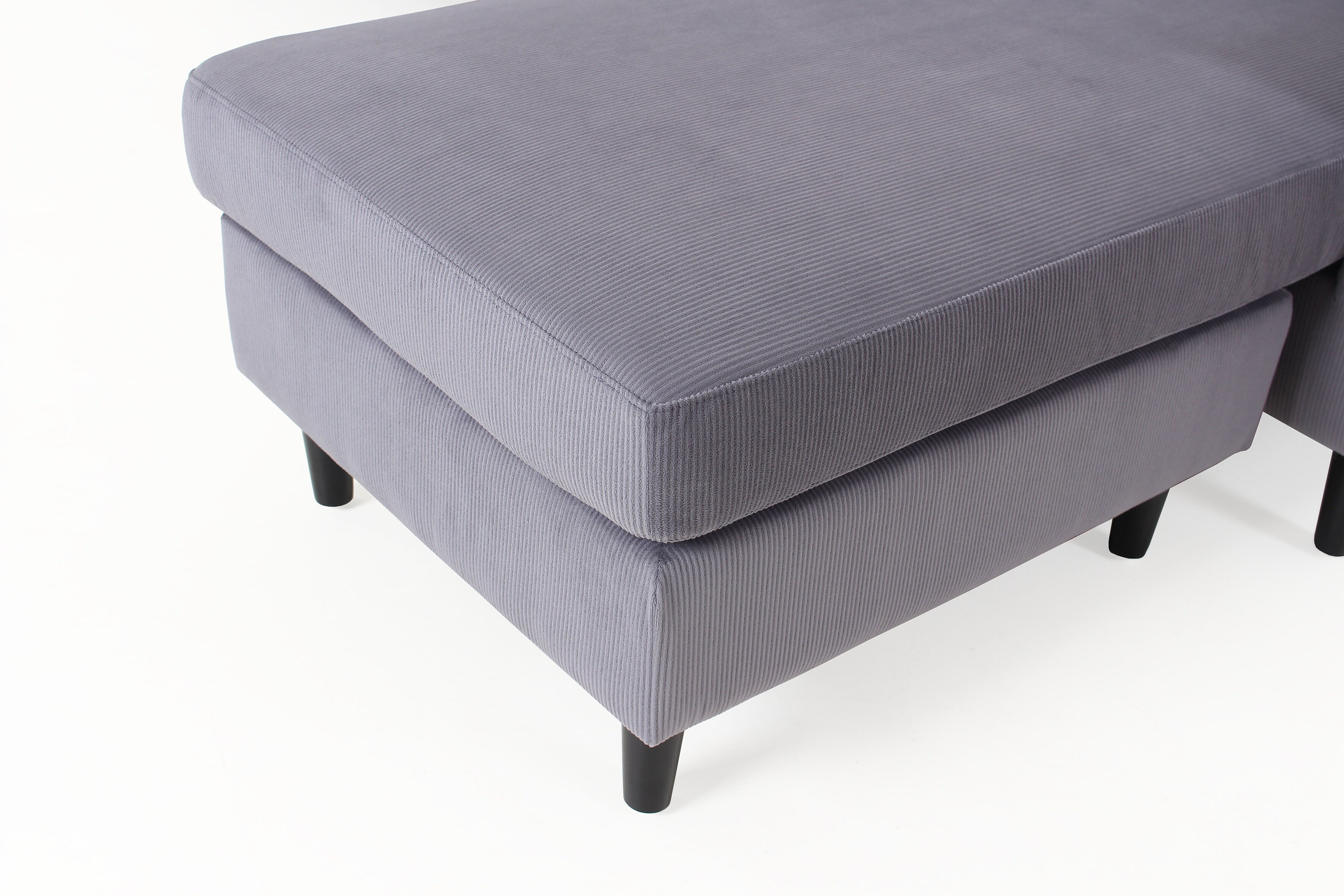 byLIVING Ecksofa ATLANTA, Cordbezug grau, Gestell Rubberwood schwarz, Longchair