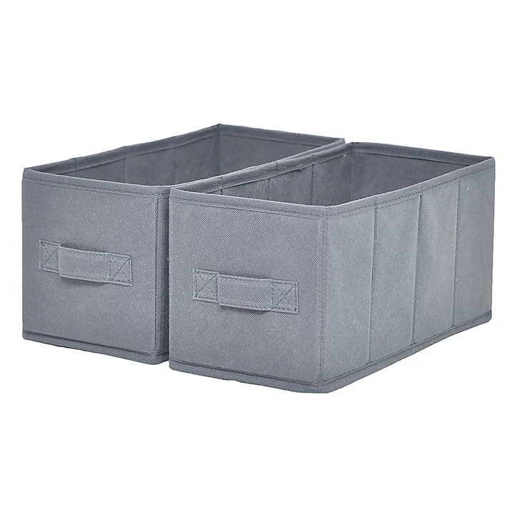 2 boîtes de rangement rectangulaires en textile Mixxit coloris gris foncé