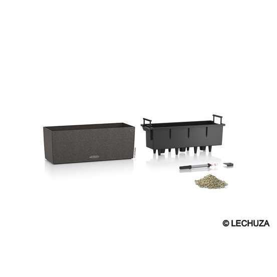 Jardinière balconera stone en plastiquenoir - 50x19x19 cm