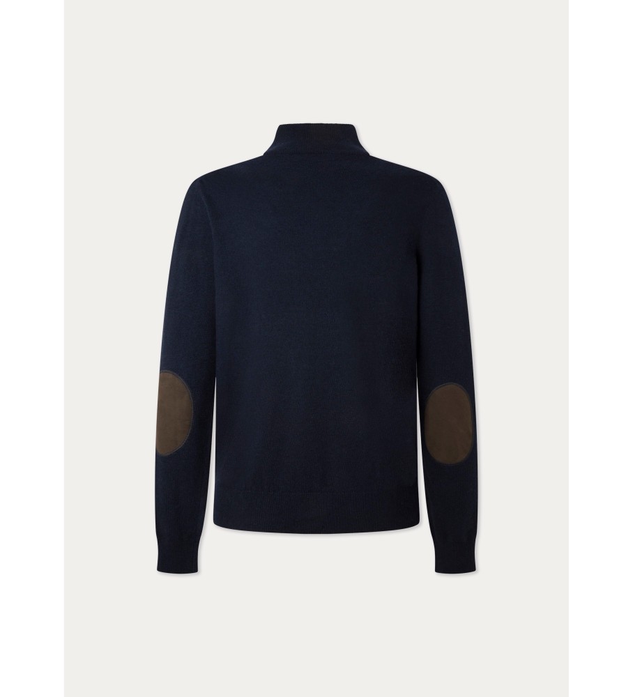 Hackett Jersey Merino Cash Mix Hzip azul marinho