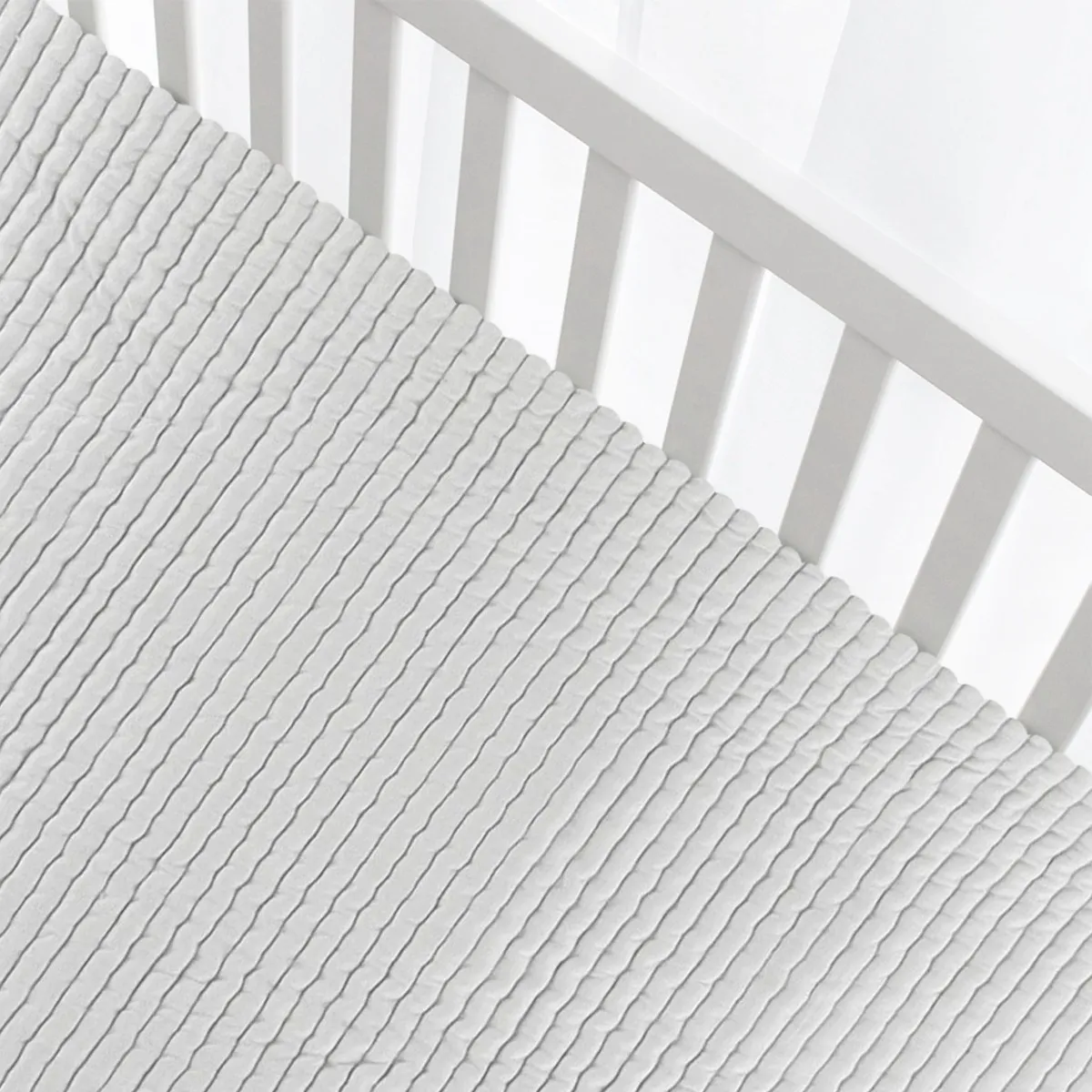 Origami Maison Drap Contour pour Lit de Bébé - Côtelé Gris