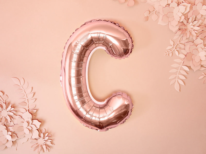 Folie Ballon Letter C Rose Goud Leeg 35cm