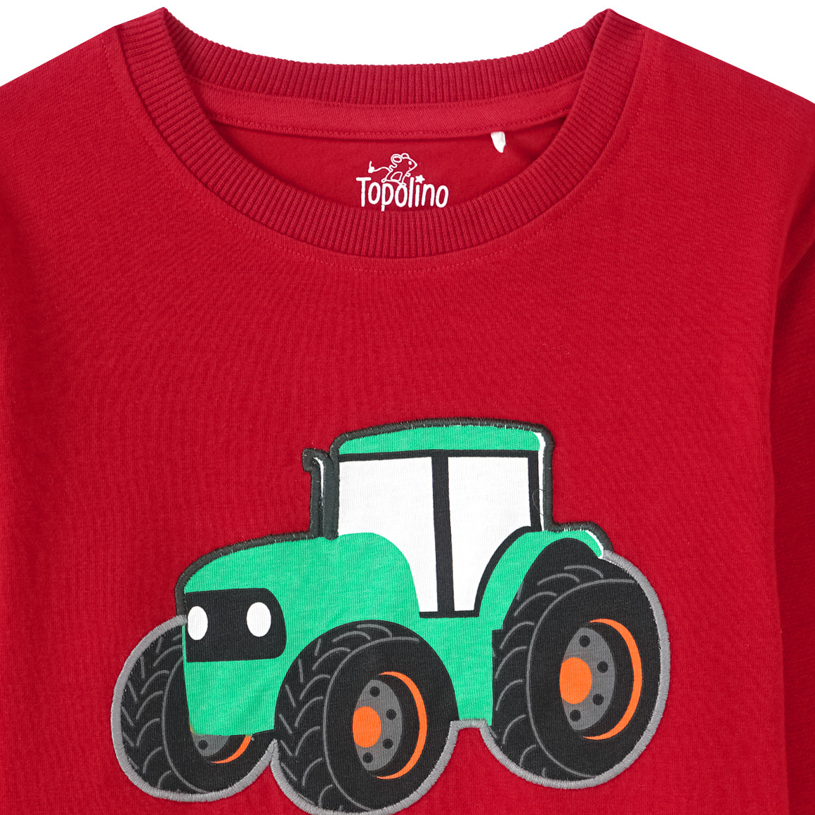 Topolino Jungen Langarmshirt mit Traktor-Applikation dunkelrot