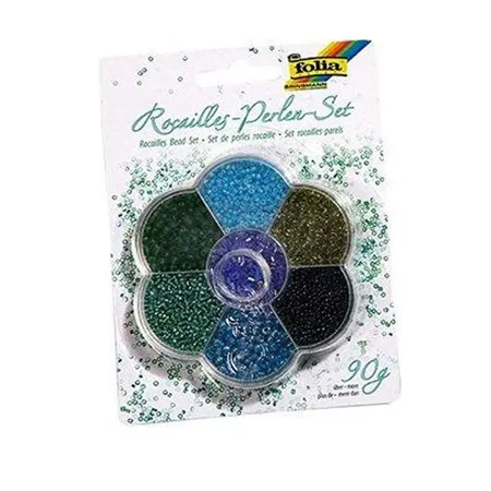 Folia Rocailles-Perlen-Set, blau/grün