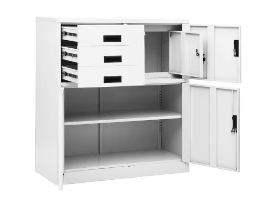 Armoire de bureau Blanc 90x40x102 Acier 2