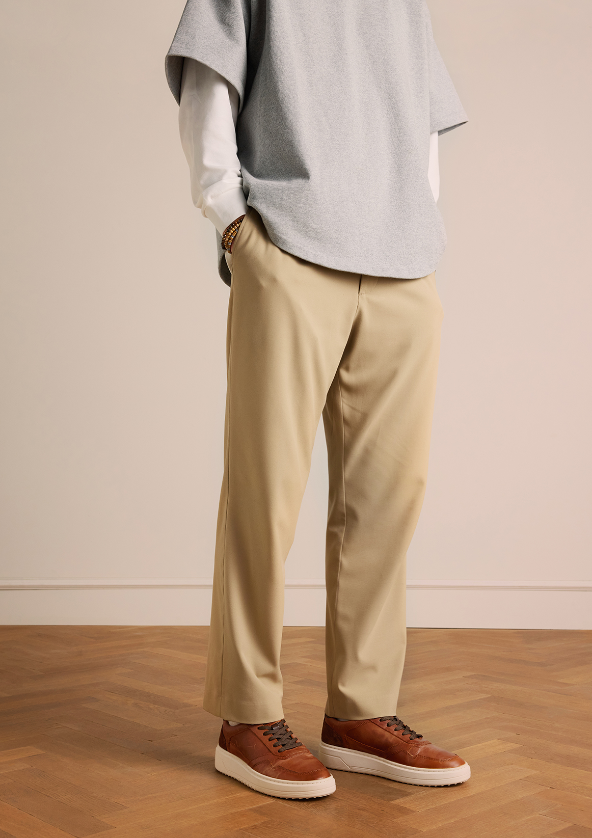 Cognac leren sneakers