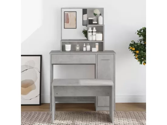 Coiffeuse avec miroir Gris béton 86,5x35x136 cm