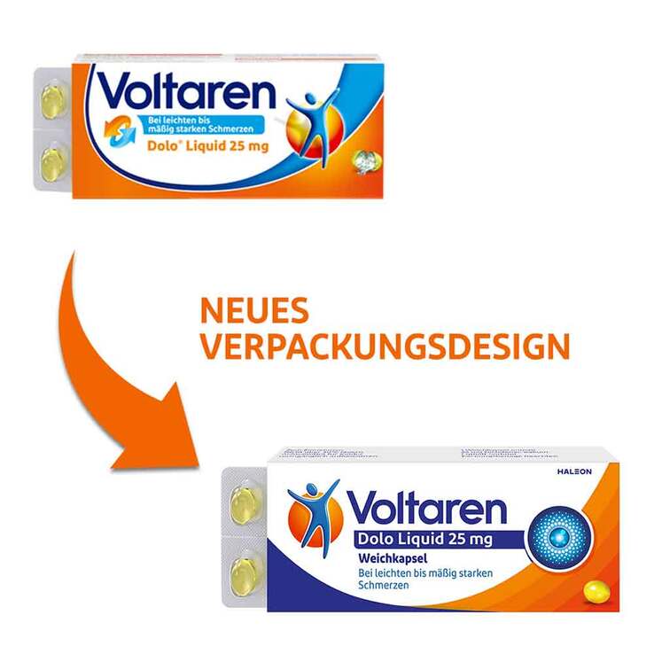 Voltaren Dolo Liquid 25 mg Weichkapseln, gegen Rückenschmerzen, 10 St