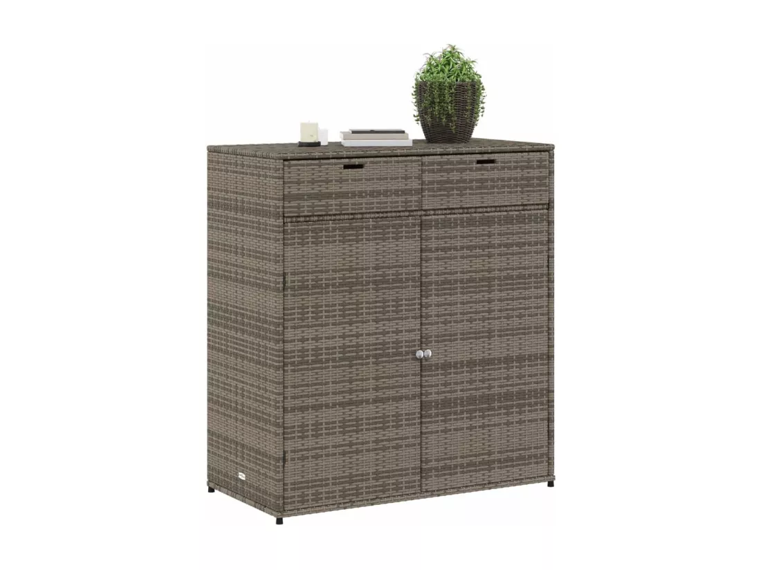 Armoire de rangement de jardin gris 105x55x113cm résine tressée
