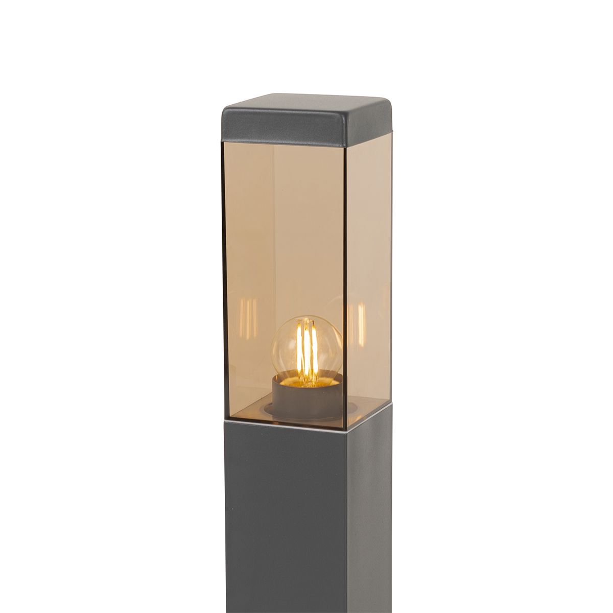 Moderne buitenlamp paal donkergrijs met smoke 45 cm - Malios