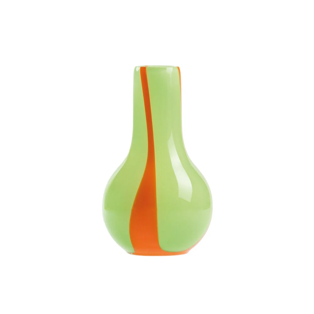 Kodanska  Flow vase mini, Green/Orange Stripes - H15 cm.