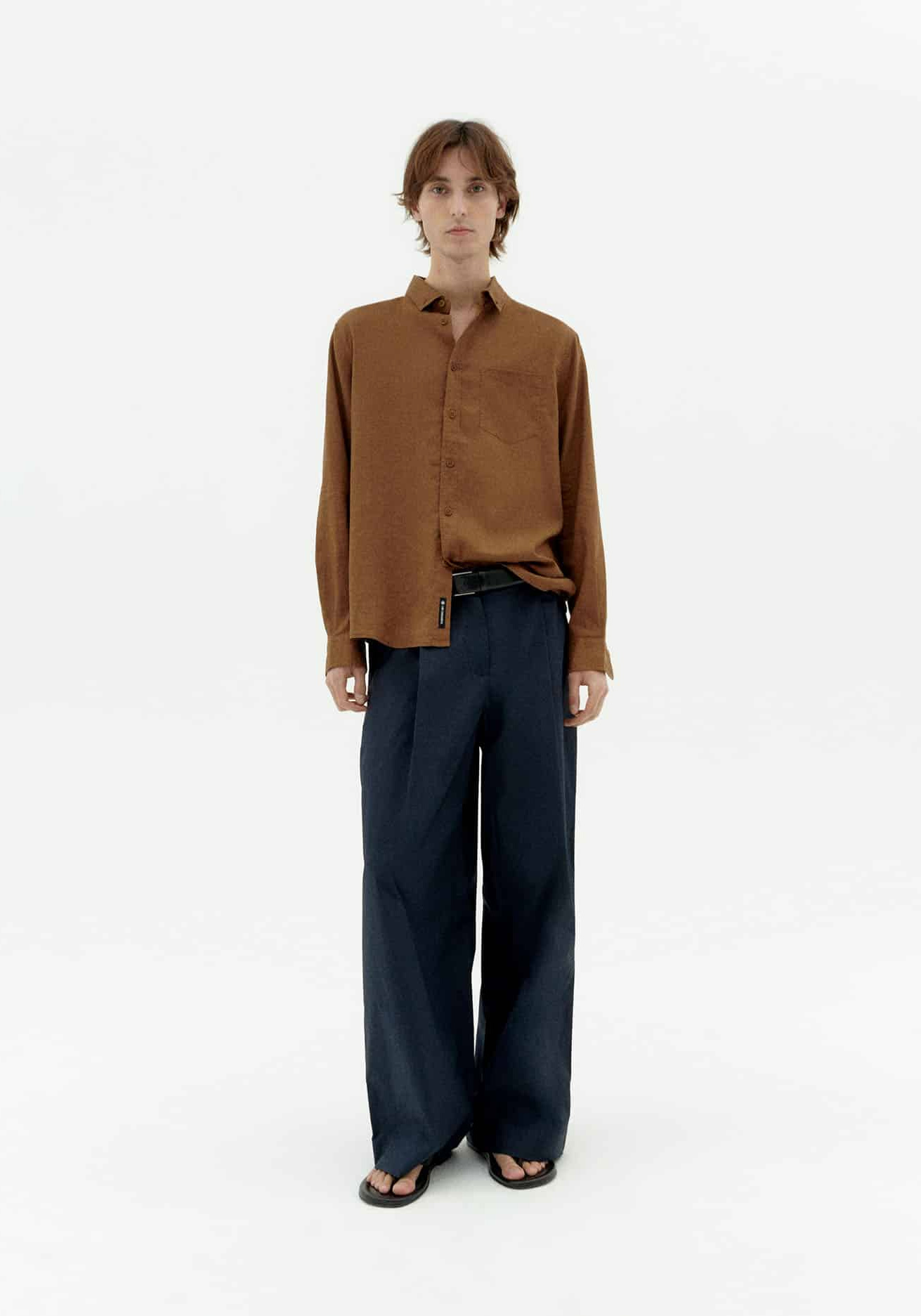 Thinking Mu Hemd Ant Shirt Hemp Otter Brown
