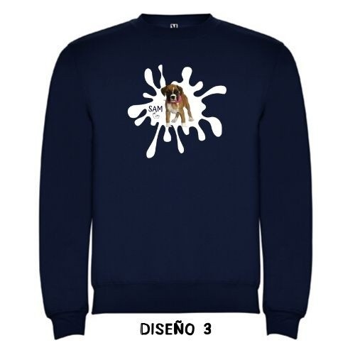 Moletom com estampa personalizável de respingos de tinta em azul marinho