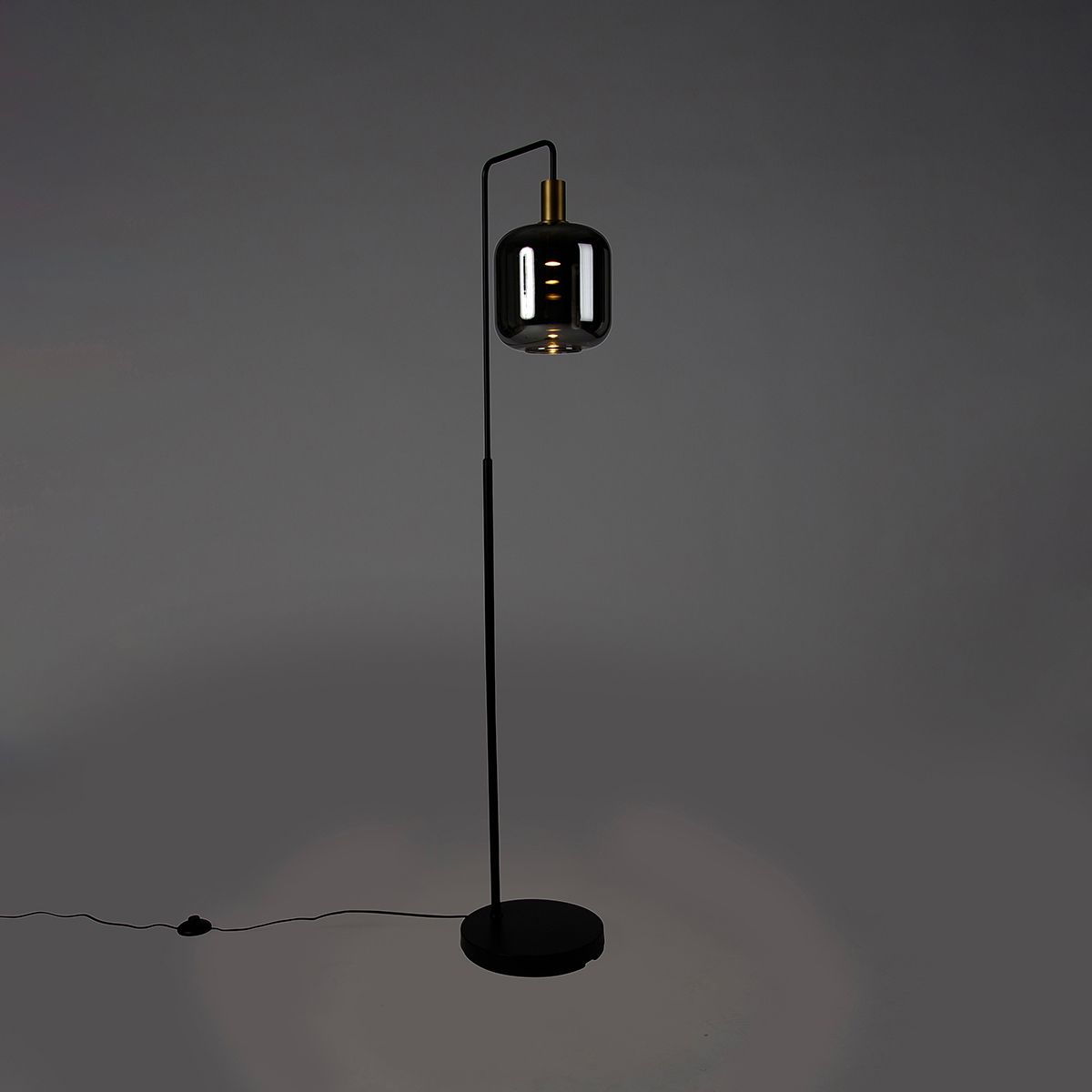 Vloerlamp zwart met goud en smoke glas incl. PUCC - Zuzanna