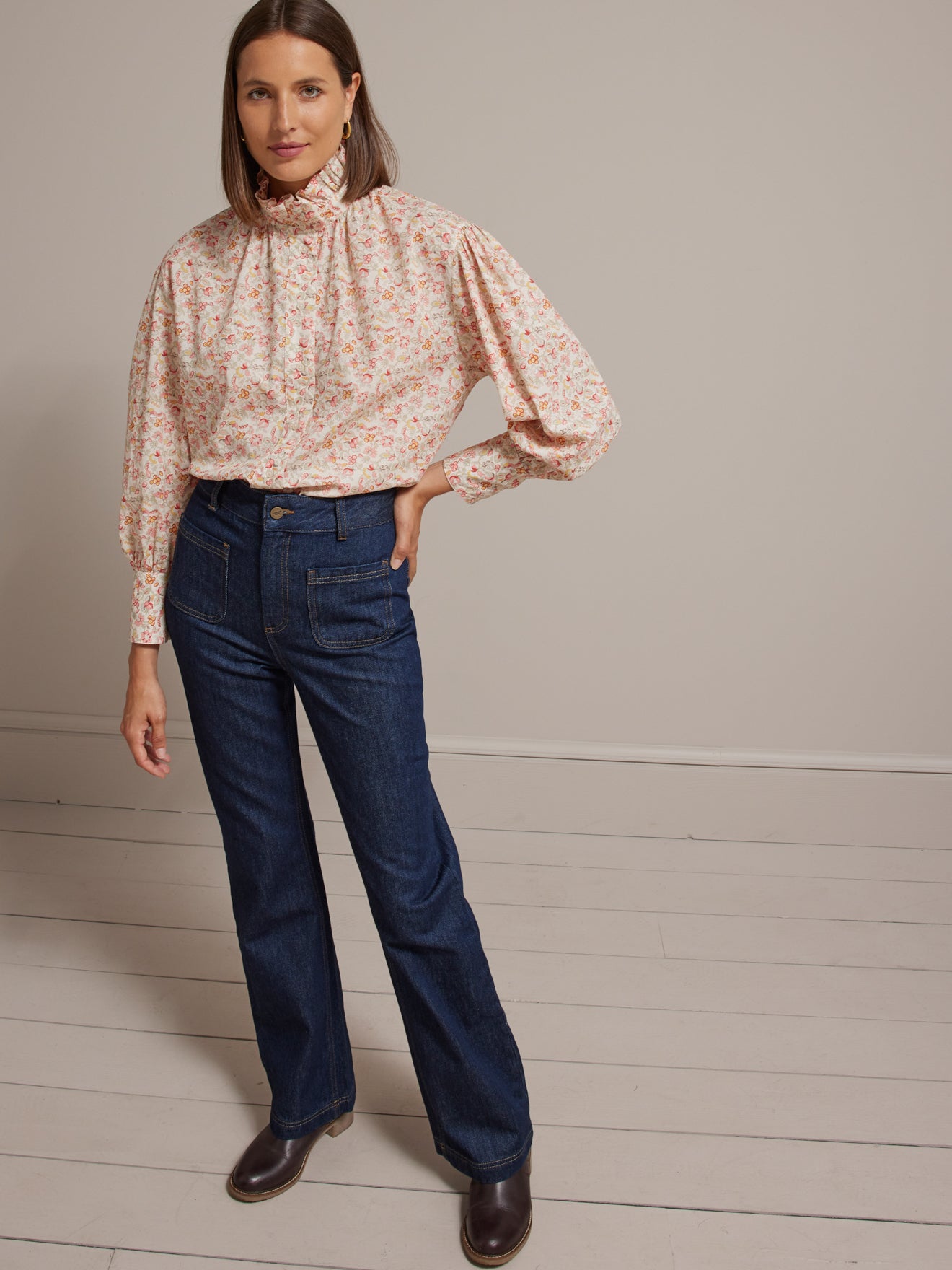 Chemise col froufrou femme imprimé Mireille