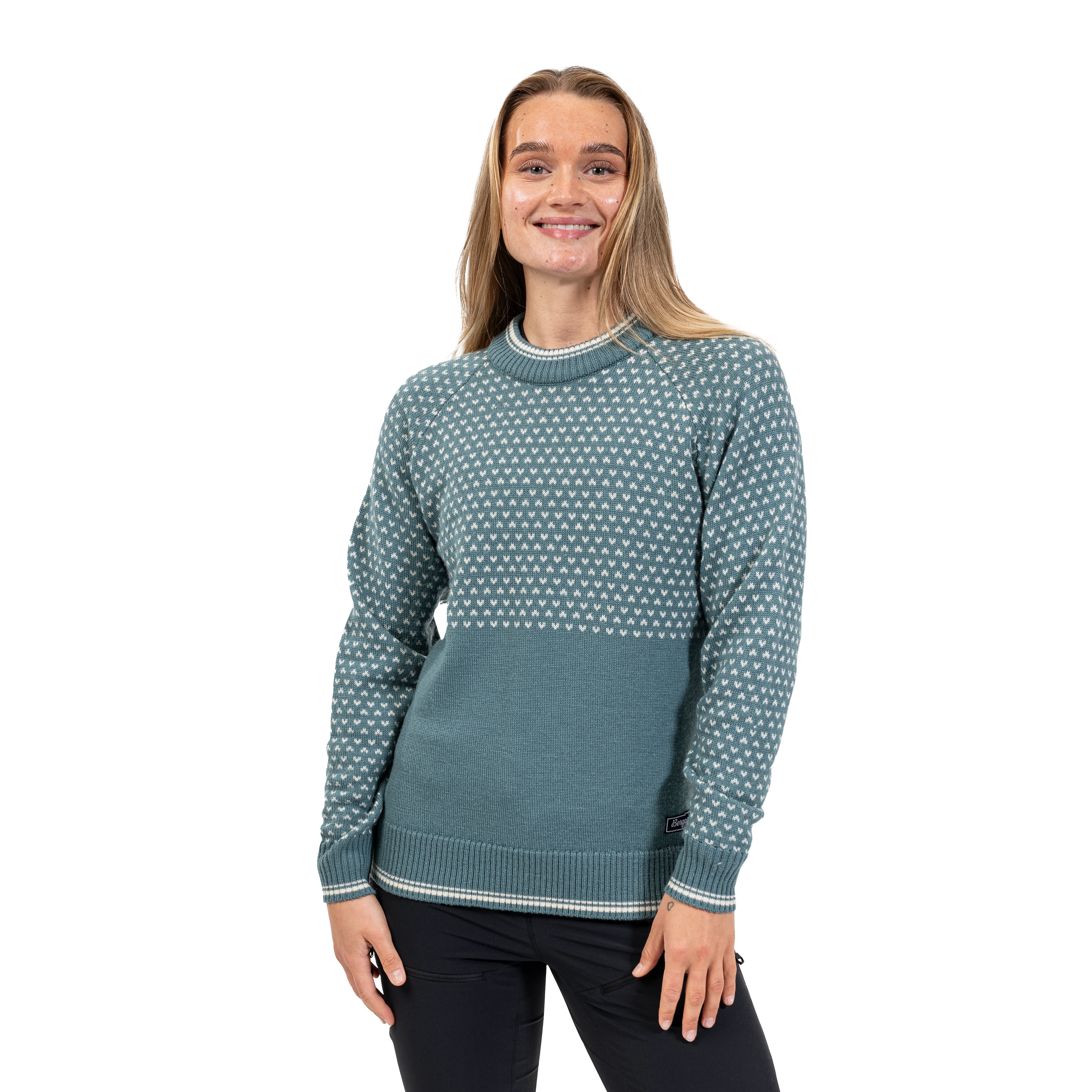 Alvdal Wool Jumper Women Grey Sage / Vanilla White