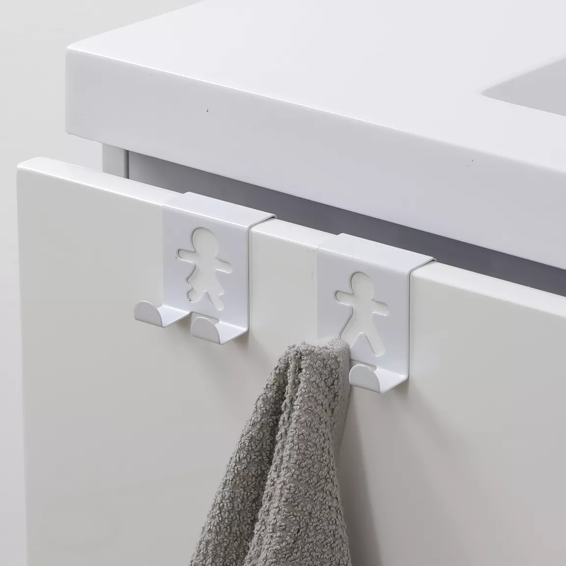 Lot de 2 patères à suspendre métal (H4,8 cm) Bonhommes Blanc