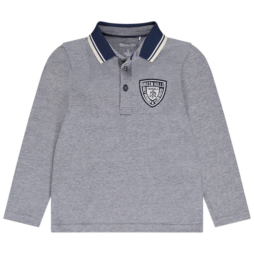 Polo manches longues patch blason pour garçon