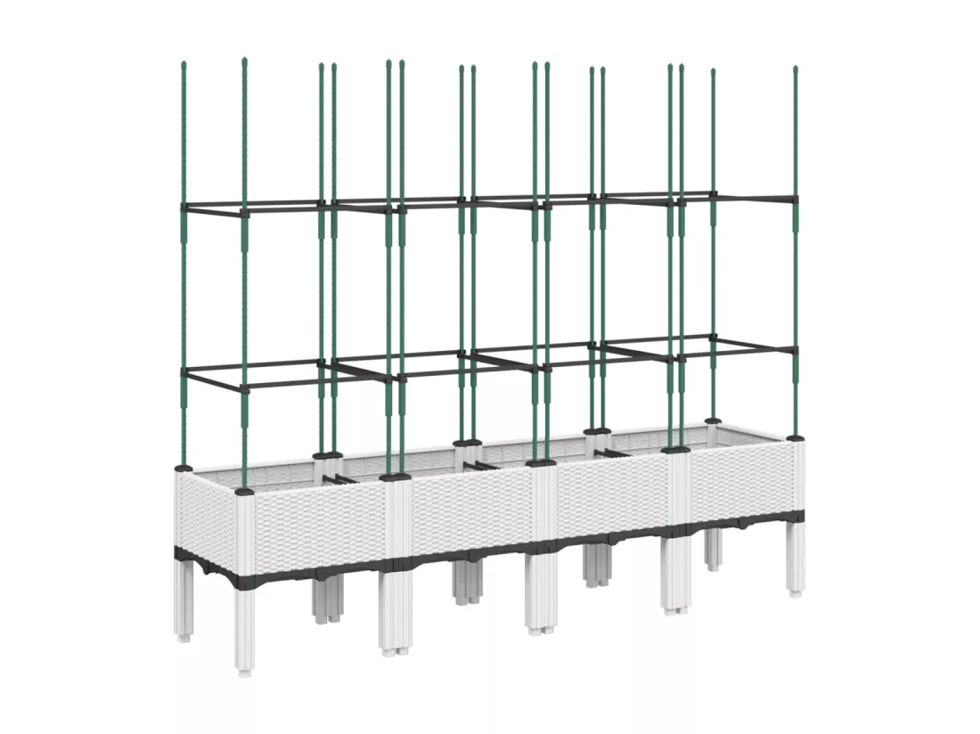 Jardinière bac lit surélevé blanche 160 x 40 x 142 cm 02_0038270
