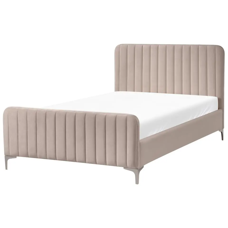 LUNAN - Bed - Taupe - 120 x 200 cm - Fluweel