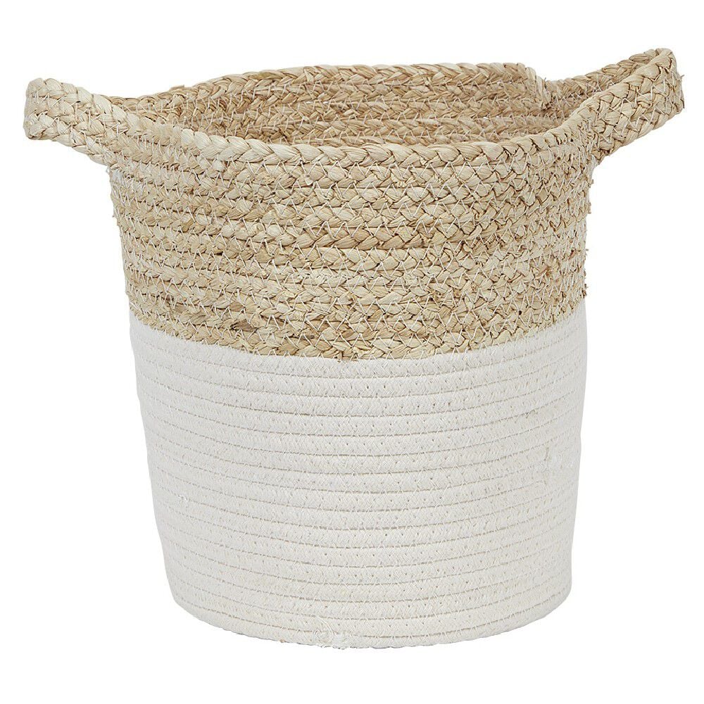 Panière ronde en coton tissé blanc naturel H26 cm